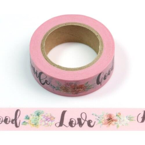 1PC "Good" "Love" "Smile" "Hello"Floral Cute Paper Masking Washi Tape Set Japanese Stationery Scrapbooking Supplies