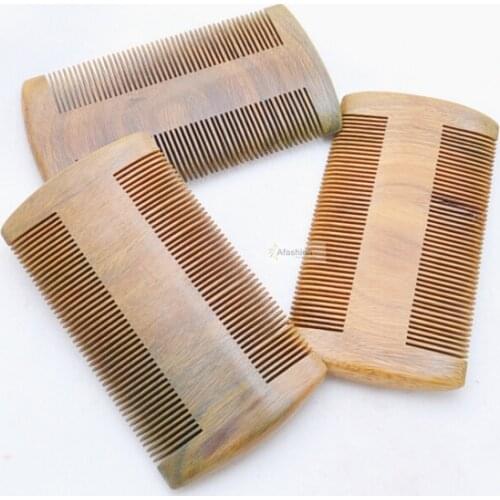 Natural Handmade Green Sandalwood Hair comb no static Narrow Tooth Pocket Beard wood Combs Styling Tool tangle detangling