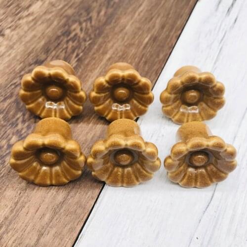 10pcs Sun Floral Ceramic Brown Drawer Pulls and Cabinet Handles Nordic Cupboard Wardrobe Proper Kitchen Cabinet Knob Placement