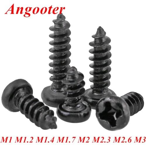 100pcs M1 M1.2 M1.4 M1.7 M2 M2.3 M2.6 M3 PA Phillips Head Micro Laptop Screw Pan head selt tapping Electronic Small Wood Screws