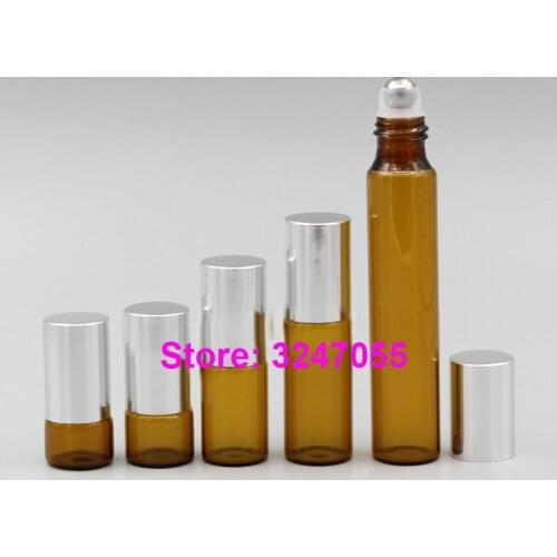 1ml2ml3ml5ml10ml Amber Professional Small Roll on Perfume Sample Vial,Brown Glass Portable Travel Reagen Essential Oil Container