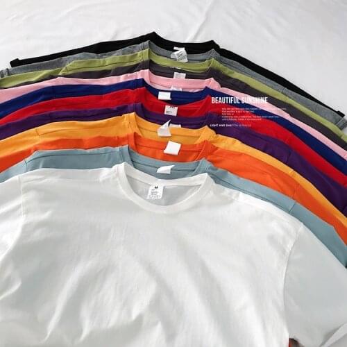 2021 New Summer New 100% Combed Cotton Short Sleeve T Shirts Daily Casual Soft Basic Harajuku Soft Tops Tees S-4XL