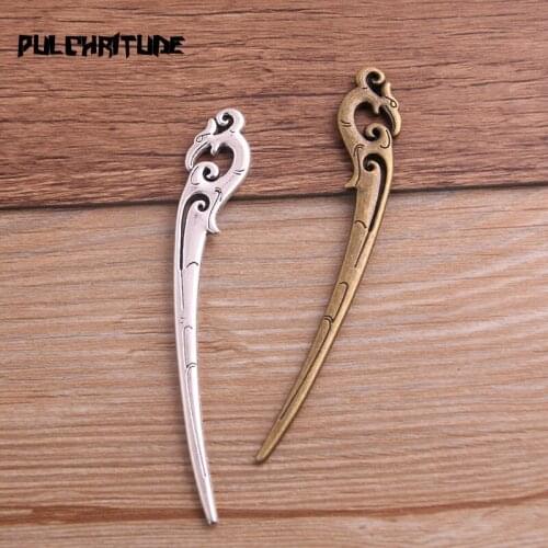 4PCS 14*92mm Metal Alloy Two Color Hair Clasp Charms Pendants for Jewelry Making DIY Handmade Craft P6744