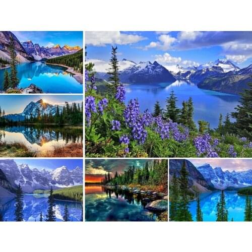 5D DIY Diamond Painting Full Square Landscape Diamond Mosaic Picture of Rhinestones Diamond Embroidery Nature Lake Home Decor