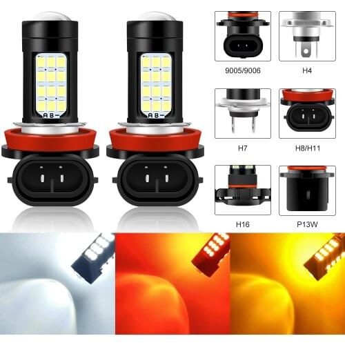 2pcs H8 H9 H11 Led 42 SMD 2835 Car Fog Light HB3 HB4 9005 9006 DRL Day Time Running Light 6000K White With Lens Driving Lamp 12V