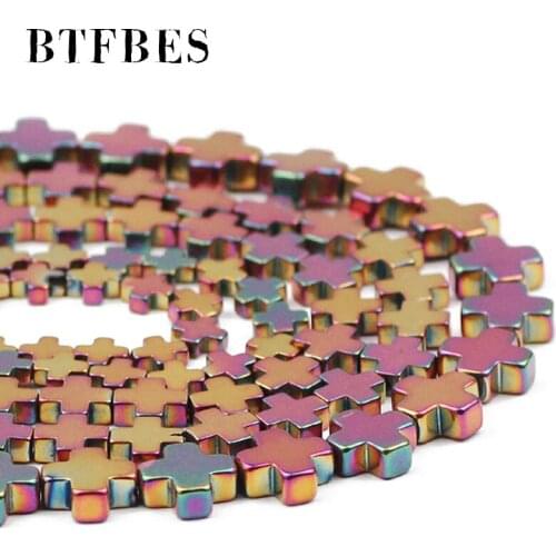 BTFBES Hematite Natural Stone Rose Red Cross Spacers Loose Beads For Trendy Jewelry Making Diy Bracelets Earrings Accessories