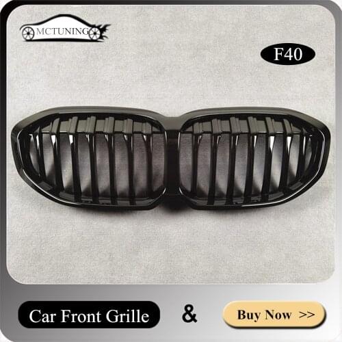 1 Piece Bumper Auto Front Grille For B-MW 1 Series F40 2020 Car Accessories Glossy Black ABS Kidney Mesh Grille