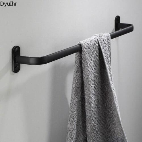 Black bathroom towel rack single rod, space aluminum simple towel bar, towel rack, hotel bathroom pendant DyuIhr