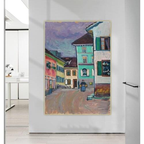 Citon Wassily Kandinsky《Murnau, Top of the Johannisstrasse》Abstract Canvas Oil Painting Background Wall Decor Home Decoration