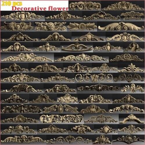 210pcs Carving flower for decoration furniture 3D STL Model Relief for CNC Router Aspire Artcam _ STL format Decorative flower