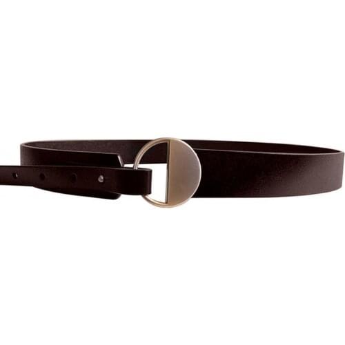 Women Thin Waistband Elliptical Tail Wear-resistant Fashion Faux Leather Alloy Buckle Dress Female Waist Belt Straps