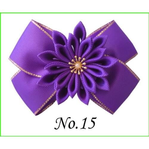 16 BLESSING Girl 4.5" Golden Angel Hair Bow Elastic Flower Hair Band Hairbow