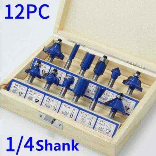 NO.1-10 Milling Cutter for Wood 1/4'' Shank Tongue Groove Router Bits Drilling Milling Carving Set Floor Woodworking Hot Sale
