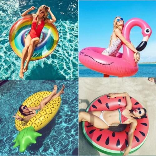 Ins Hot Heart Giant Swimming Ring Flamingo Unicorn Inflatable Pool Float Swan Pineapple Floats Peacock Water Toys