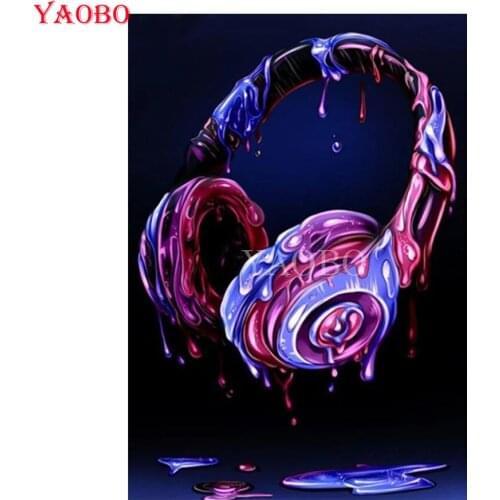 Full Square/Round 5D DIY Diamond Painting Abstract Headphones Diamond Embroidery Cross Stitch Mosaic Picture Of Rhinestone