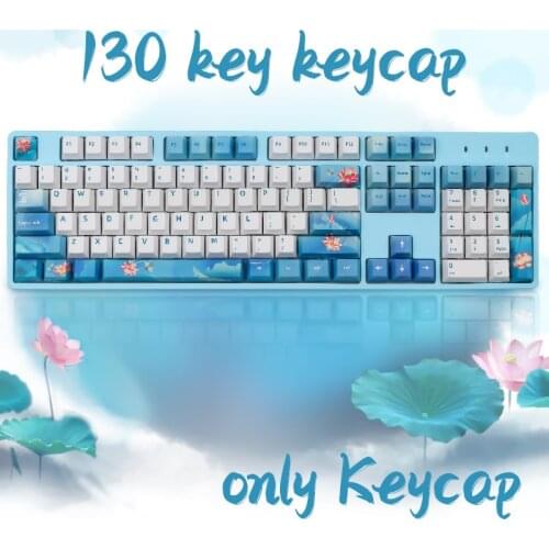 Blue Lotus Keycaps Cherry Profile DYE-Sublimation PBT Keycap For Cherry MX Switch 61/87/104/108 Mechanical Keyboard
