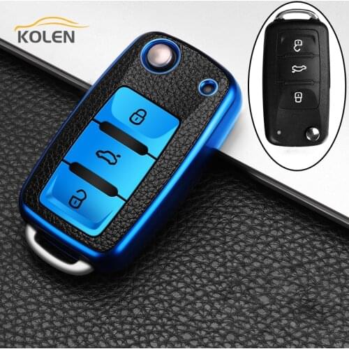 Leather TPU Car Smart Key Cover Case For Volkswagen VW Tiguan Polo Golf MK5 6 Passat Lavida Skoda Octavia Protector Shell Fob