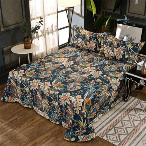 Quilting Printing of 60 Egyptian Cotton Bedspread Fitted Sheet Pillowcases Cotton 2/3pcs Luxury Bedding