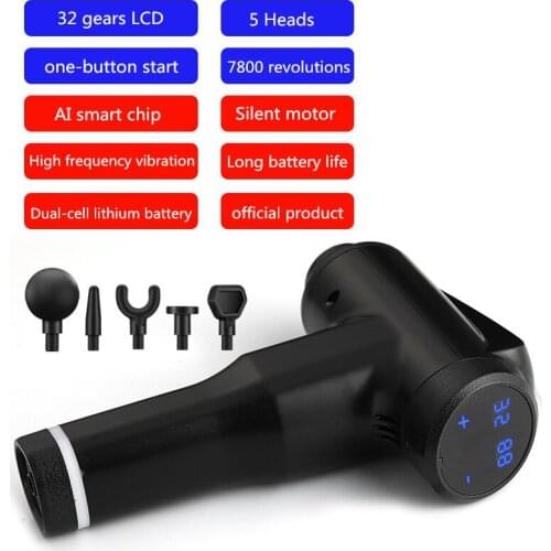 32 Gears LCD Display Massage Gun Deep Muscle Massager Muscle Pain Body Neck Massage Exercising Relaxation Slimming Pain Relief