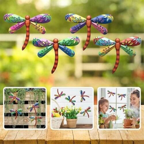 Metal Craft Dragonfly Outdoor Courtyard Garden Decoration Living Room Kids Room Decor Children Gifts 4 Color 22.7x18 Cm