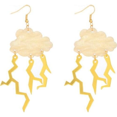 Fashion Cute Acrylic Cloud lightning Drop Earrings For Women Girls Lovely Long Fringe Dangle Earring Pendant Party Jewelry Gifts