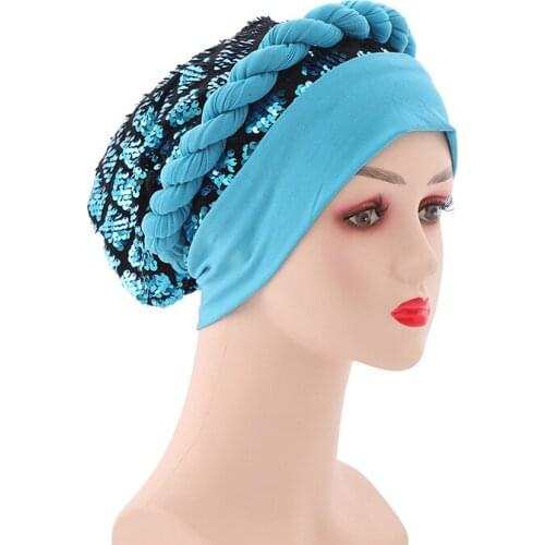 Fashion Style 2021 New Arrival African Women Sequined Hat African Women Headtie