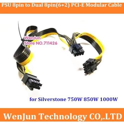 60cm+20cm PSU 8pin to Dual 8pin(6+2) PCI-E modular power supply adapter cable for Silverstone 750W 850W 1000W series