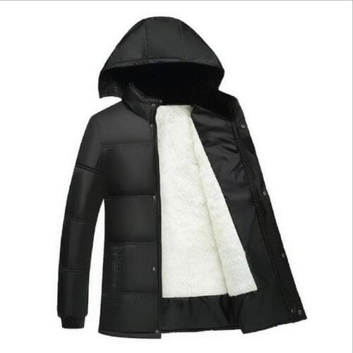 MRMT 2020 Brand New Mens Jackets Plus Velvet Long Cotton-padded Hooded Overcoat for Male Warm Cotton-padded Jacket Clothing