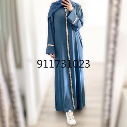 Muslim Fashion Kaftan Abayas For Women Sequins Long Dress Evening Gowns Eid Mubarak Islamic Clothing Ladies Plus Size Kimono
