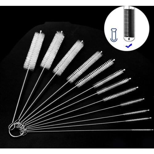Kitchen Cleaning Brushes 10pcs Nylon Bottle Straw Household Cleaning Brush Set Bristle Kit Tube Bottle Straw Washing Cleaner