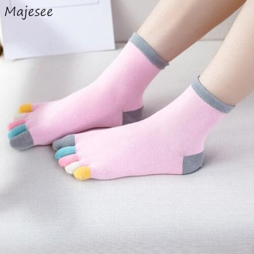 Socks Women Kawaii Toe Five Fingers Funny Colorful Cute Japanese Style Soft High Elasticity Breathable Sock Womens Simple Chic