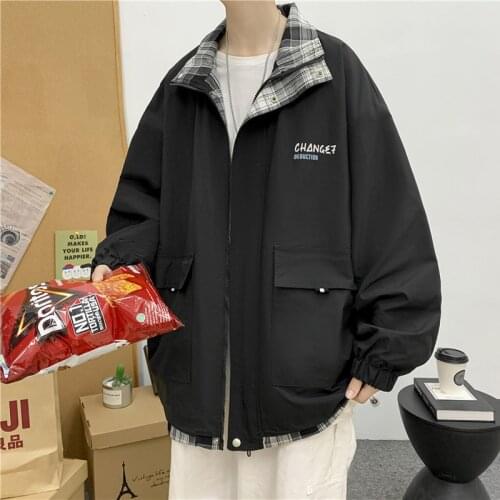 2021 Autumn New Arrival All-match Harajuku Hip Hop Male Oversize Streetwear Windproof Coats Korean High Street Tide Boy Jackets