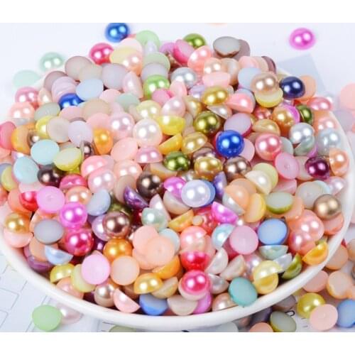 10000pcs approx half-faced imitation pearl mixed color 7MM convex round /half color mixed artificial pearl beads decoration