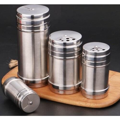 S/M/L/XL Stainless Steel Spice Shaker Sugar Jar Sugar Salt Pepper Herbs Toothpick Storage Bottle BBQ Spice Storage Bottle