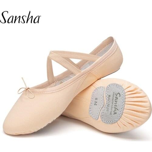 Sansha Adult Ballet Slippers 3 Split-sole Triangle Stretch Canvas Arch Design Black Ballet Dance Shoes For Girls Women NO.52C