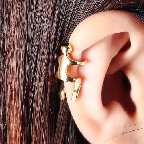 Huitan 2021 Trend Climber Shape Clip Earrings Women Men Personality Cool Cuff Earring Non Piercing Fashion Jewelry Surprise Gift