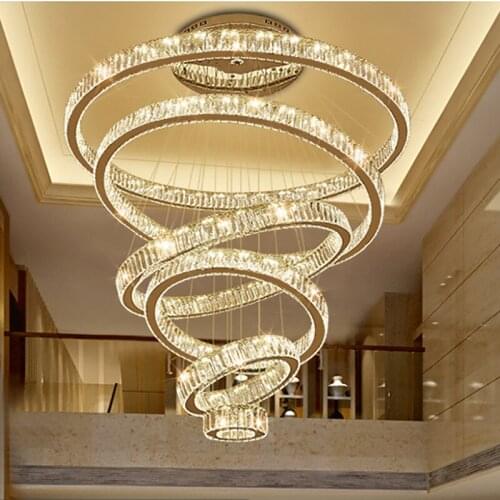 Modern led crystal chandelier living room villa luxury staircase cristal lamp large home decor light fixture with gold/silver