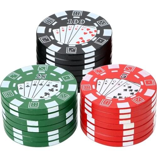 3-layer Tobacco Grinder Herb Cutter Poker Chip Style Spice Weed Cutter Cigarette Smoking Pipe Accessories Gadget