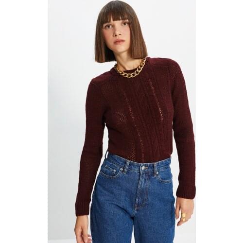 Trendyol Bike Collar Mesh Detailed Knitwear Sweater TWOAW22KZ0482