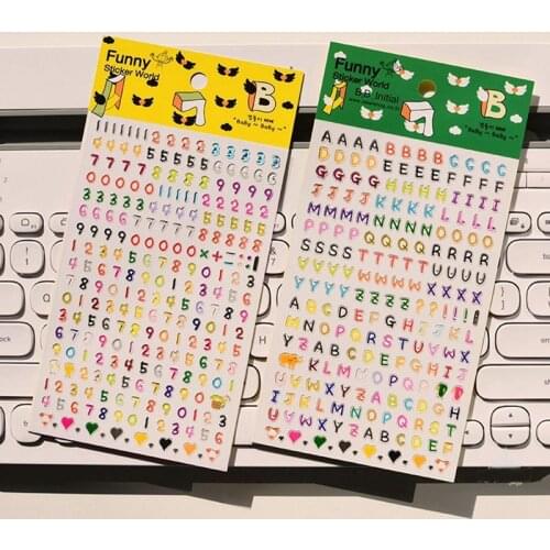 Korea Funny Scrapbooking High Quality Sticker Colorful Letters And Numbers Stationery DIY Craft PVC Decoration Home Supplies