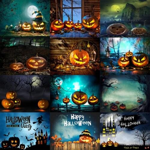 Evil Pmupkin Halloween Photography Backdrop Party Night Props Ghost Cemetery Child Birthday Background Decor Kids Photostudio