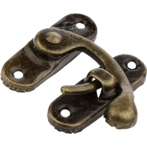 10 Set Mini Antique Bronze Wood Box Latch Clasp Lock Fixing Screw Right Hook Set Home Door Hardware Accessories