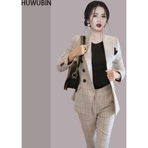 New Professional Suit Autumn Dress Korean Womens Dress Temperament Fashion Lapel Double Breasted Slim Fit Fashion Elegant Suit