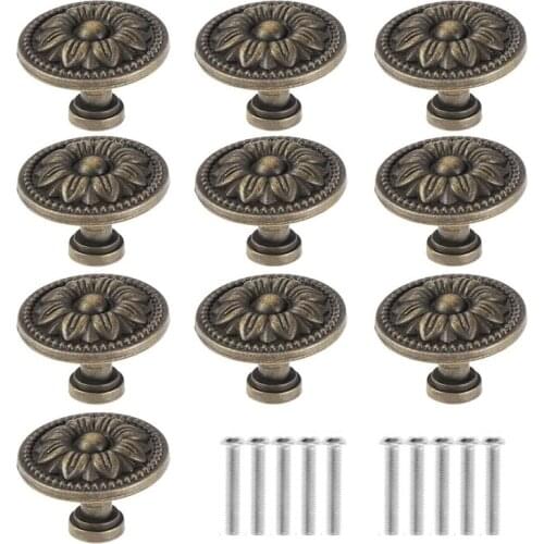 10PCS,Vintage Antique Vintage Handle with Patterned Round Knobs, Used for Furniture, Kitchen Doors and Cupboards