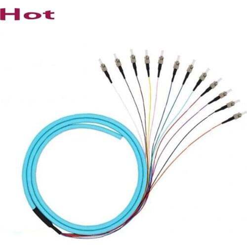 12Colored 1.5M Optical Fiber Pigtail,12core ST/UPC Bunchy Pigtail ST OM3 12core Fanout Fiber Optic Pigtail Multimode