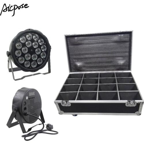 16pcs 18x10W large lens RGBW 4in1 LED par light 18 * 10w with Flig DMX512 control disco stage DJ wedding light with Flight Case