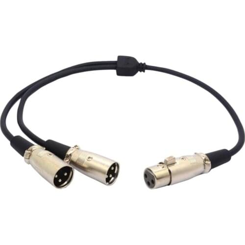 1x XLR Female To Dual XLR Male Plug Mic Audio Adapter Connector Cable Cord 1.5Ft/0.5M