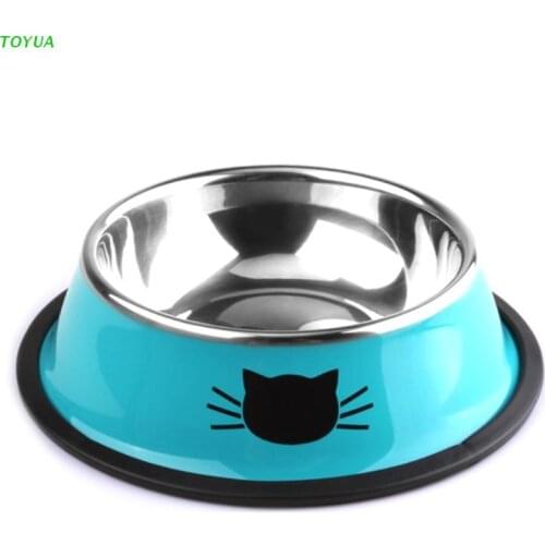 1XCC Thick Non-slip Cat Dog Food Bowl Foods Utensils Single Stainless Steel Pet Bowls