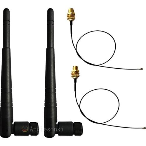 2PCS 15.5CM Wireless 2.4G/5G WiFi Antenna && 25CM RP-SMA MHF4/IPX Pigtail for NGFF wifi card