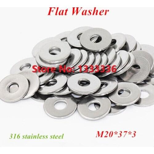 20pcs/lot M20 DIN125 Flat Washers A4 Marine Grade / 316 Stainless Steel M20*37*3